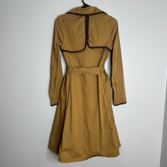 Anthropologie ett:twa Marley Belted Trench Coat Tan Brown Trim Pockets Size 0 - Picture 8 of 12
